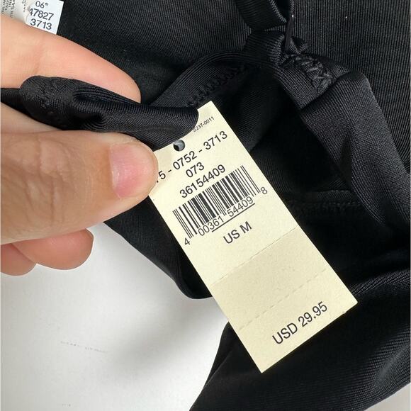 NWT Aerie Black Classic Simple Plunge Neck Trianle Bikini Top with Bow Tie Back - Picture 8 of 9